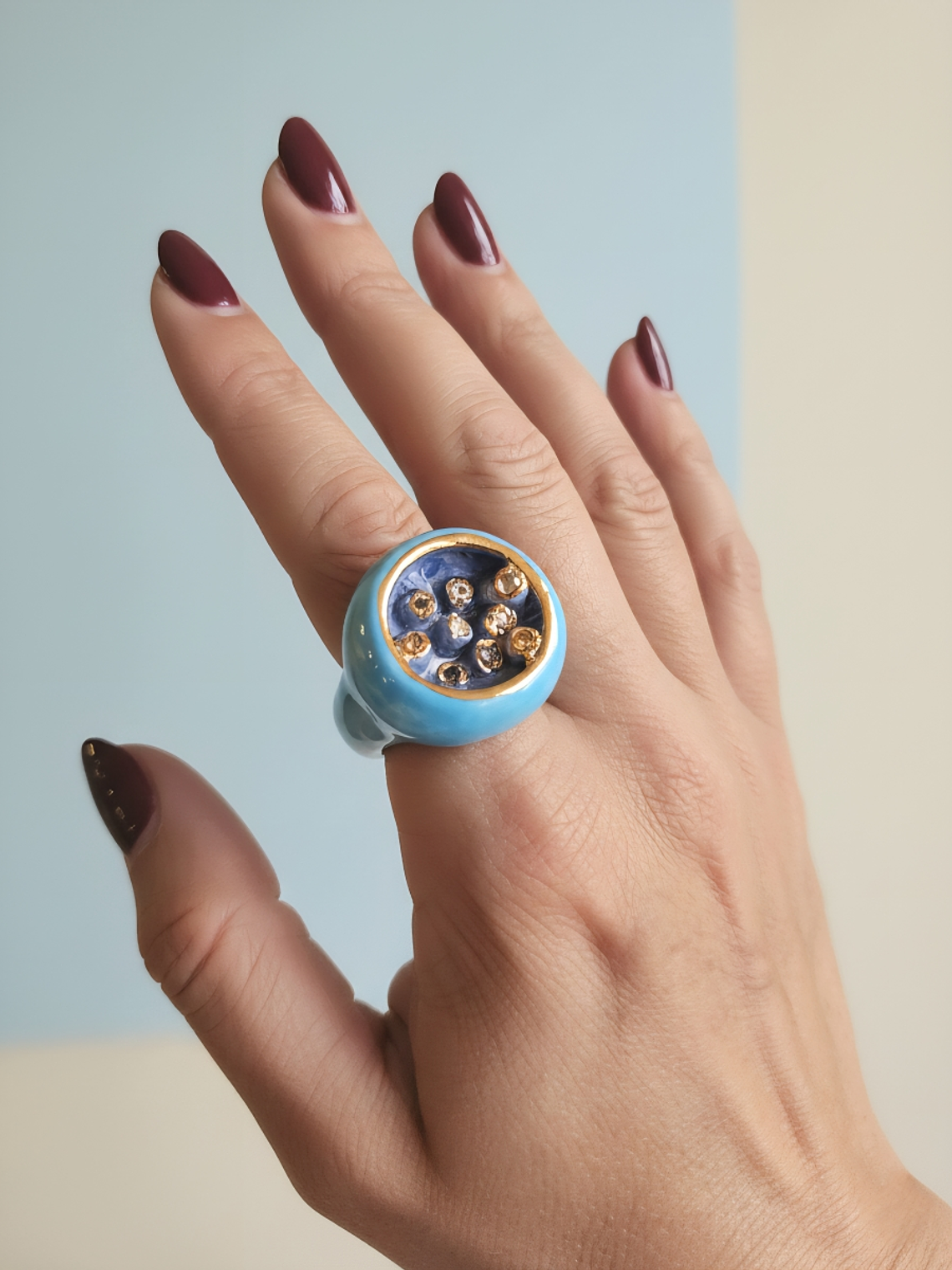 Anillo Jardin secreto turquesa 2