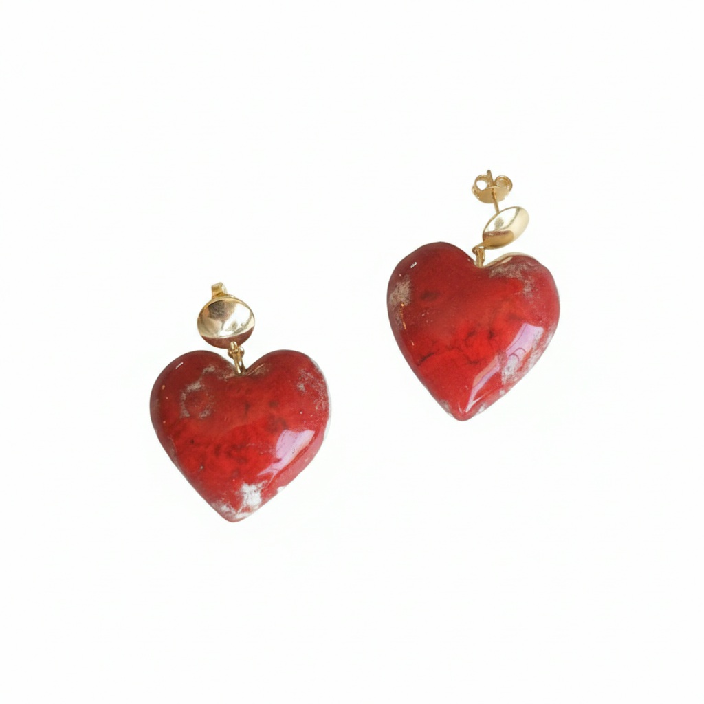 Aros corazon de porcelana