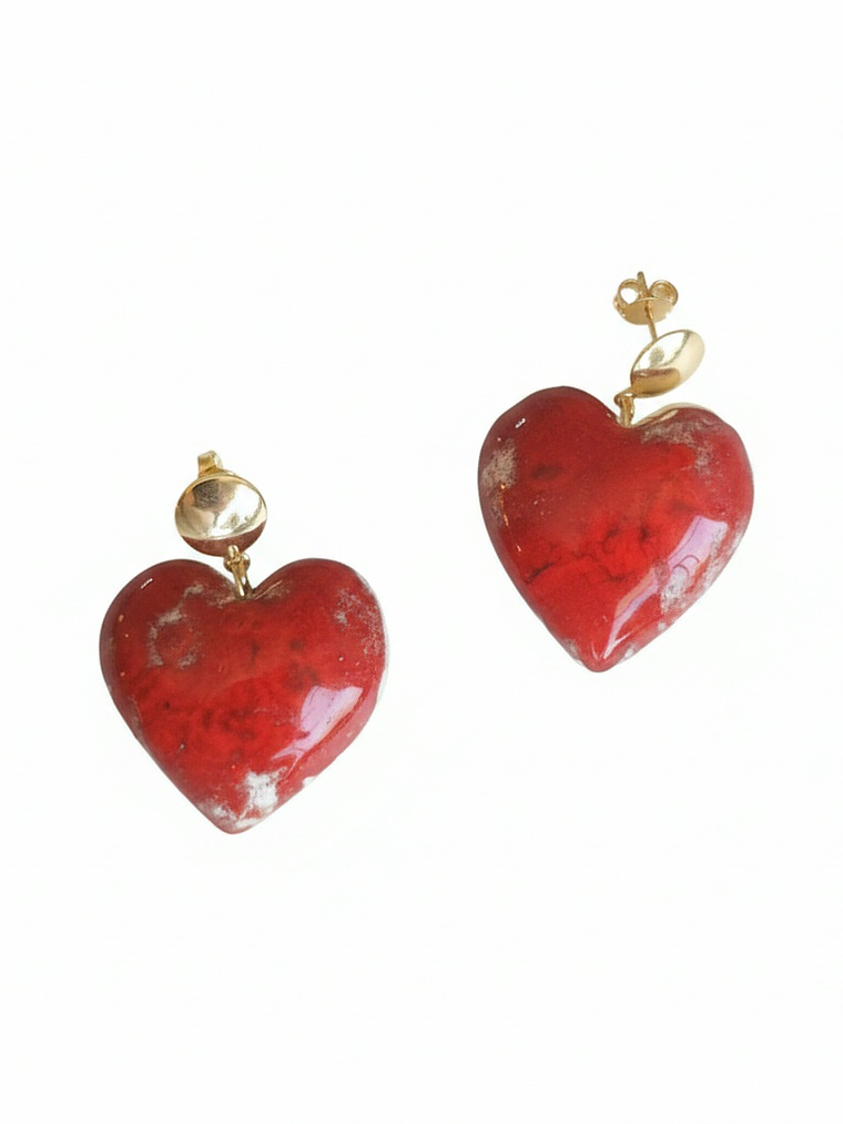 Aros corazon de porcelana 1