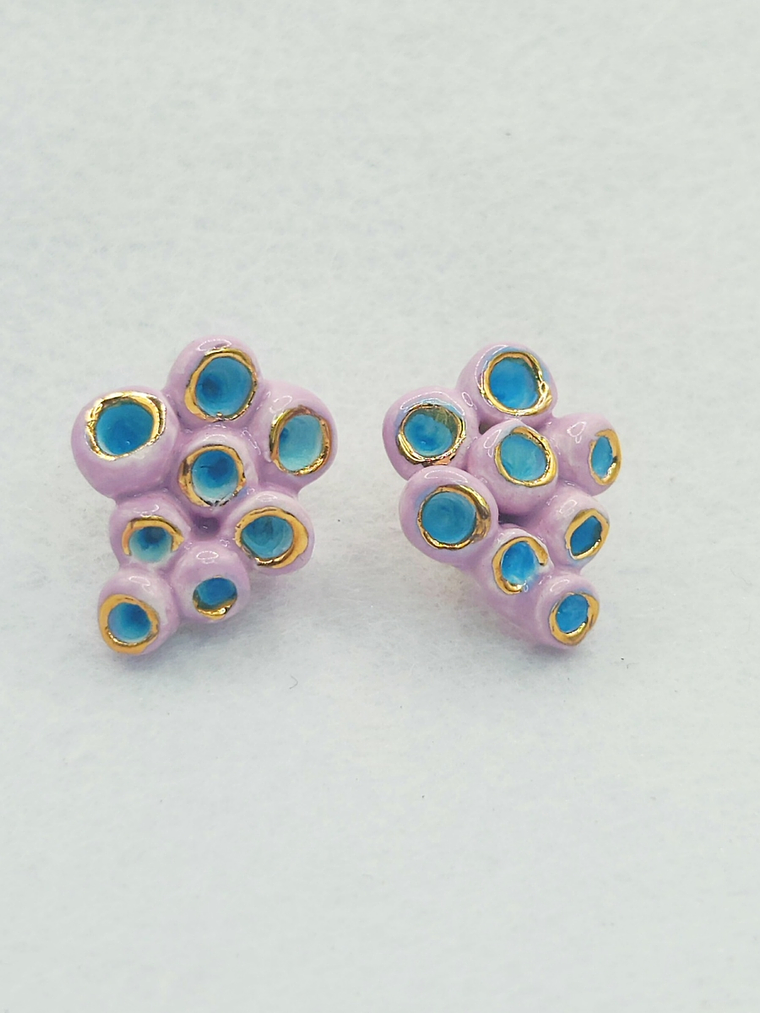 Aros Anemona malva turquesa 1