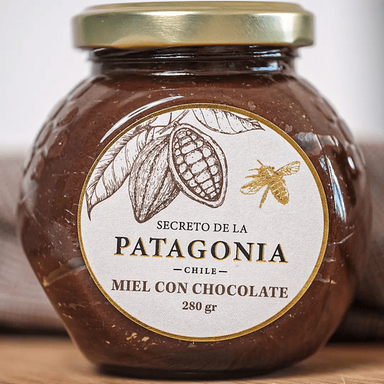 Miel Pura del Sur de Chile con Chocolate 70% Cacao - 280g Envasado en Vidrio - Sin Conservantes ni Colorantes