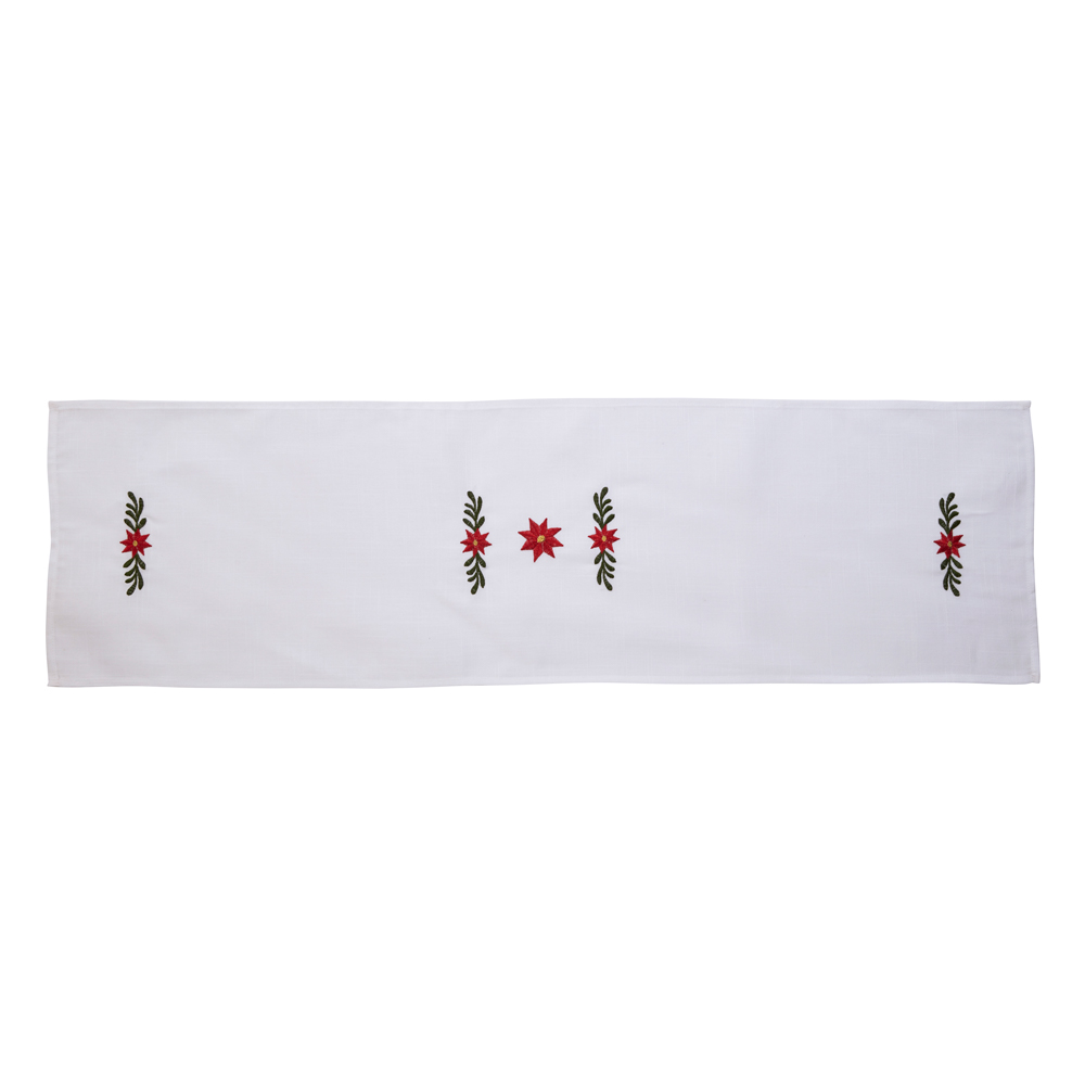 Camino Bordado Navidad Corona Blanco