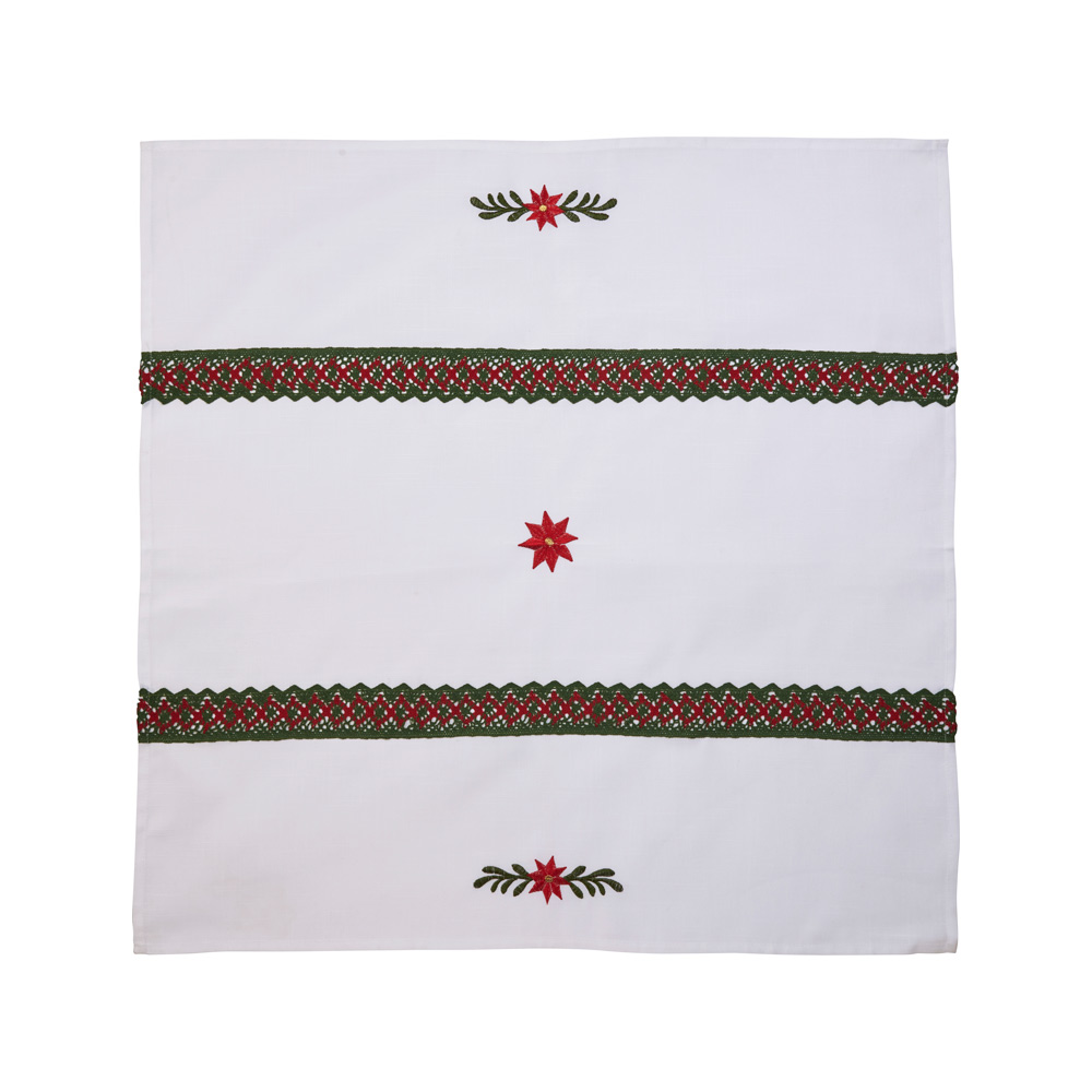 Carpeta Bordada Navidad Corona Blanco