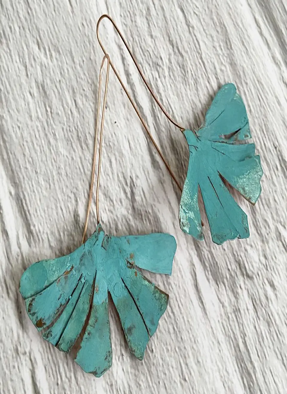 Pendientes (Aros)  de hoja Gingko Biloba Patinadas 2