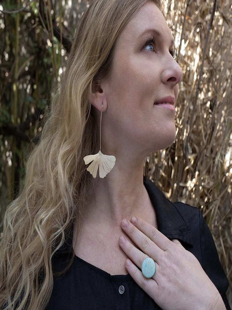 Aros o Pendientes   de hoja Gingko Biloba clásicas  1