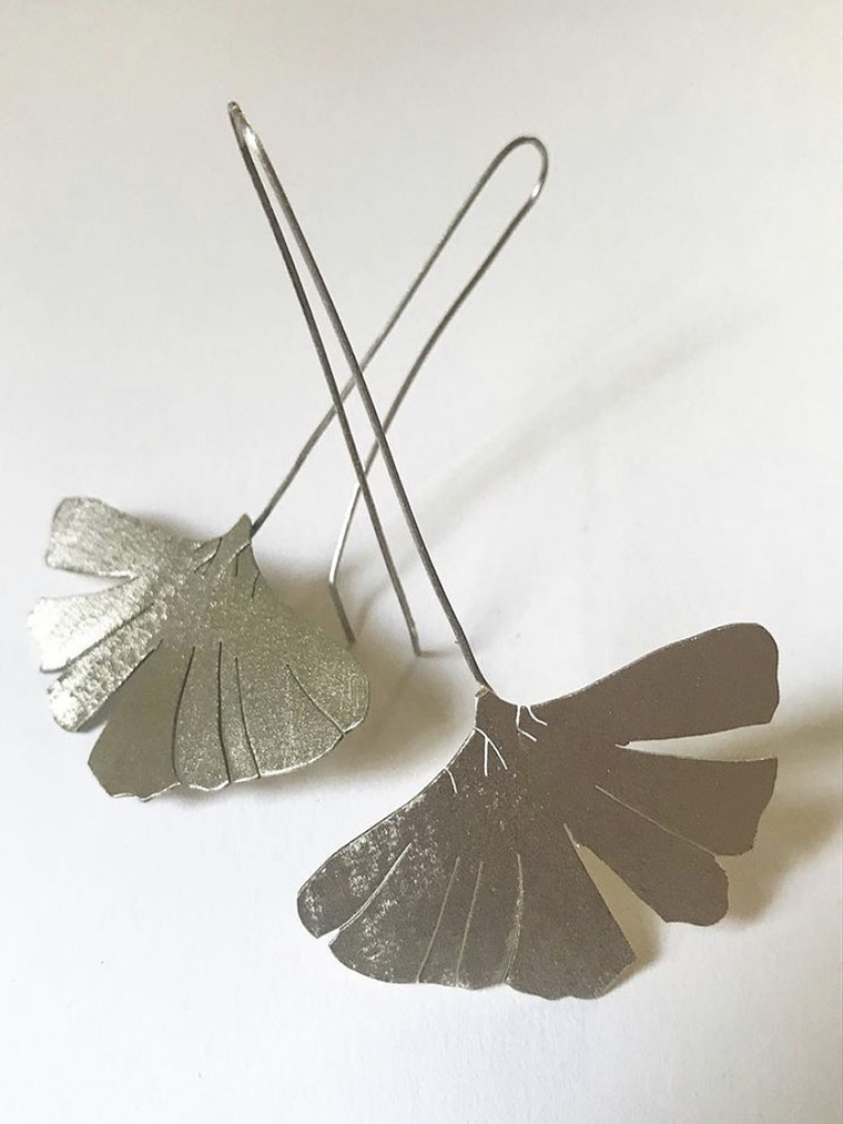 Aros o Pendientes   de hoja Gingko Biloba clásicas  3