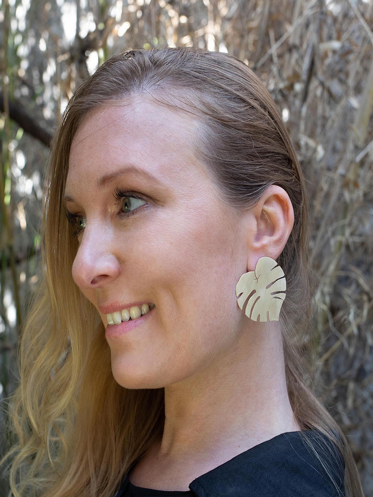 Aros o Pendientes de  hojas de Monsteras 