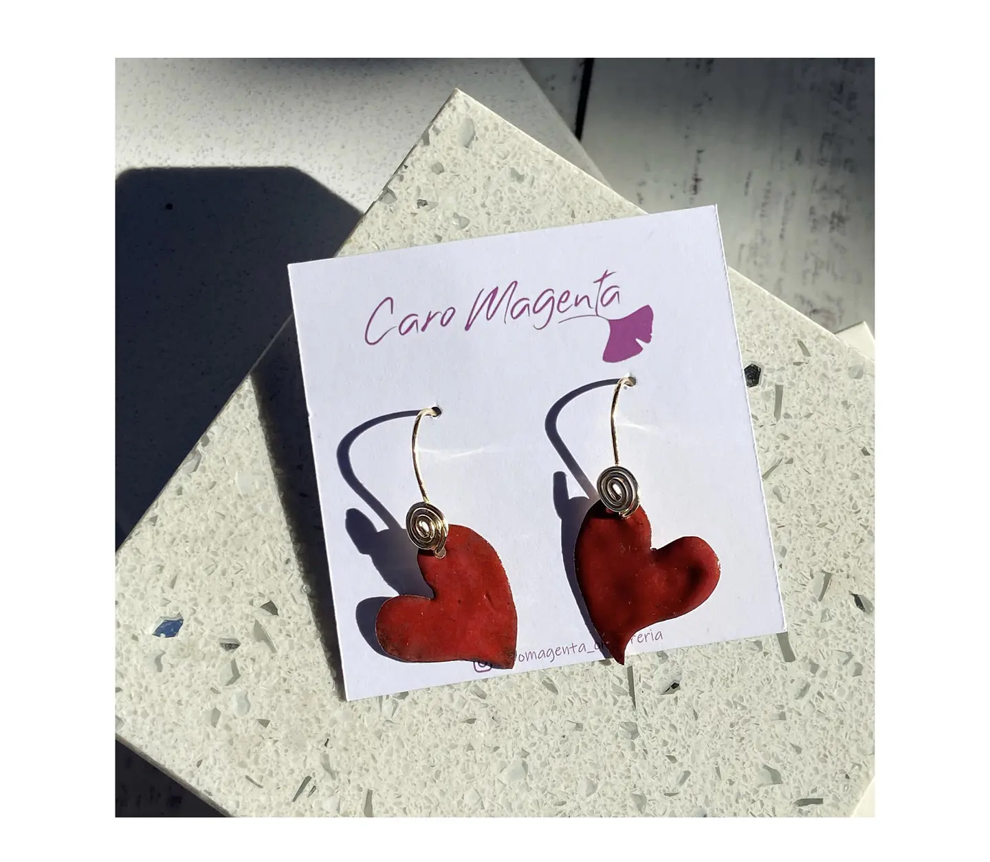 Aros o Pendientes de corazón de cobre esmaltado al fuego “corazón enamel