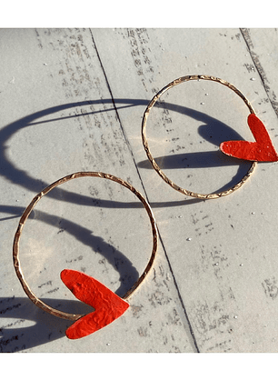 Aros o Pendientes de aros o argollas “Arracada corazoón