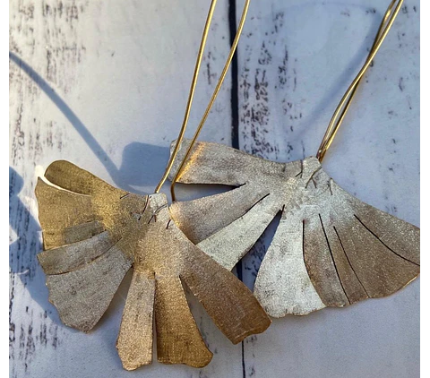 Aros o Pendientes   de hoja Gingko Biloba clásicas 