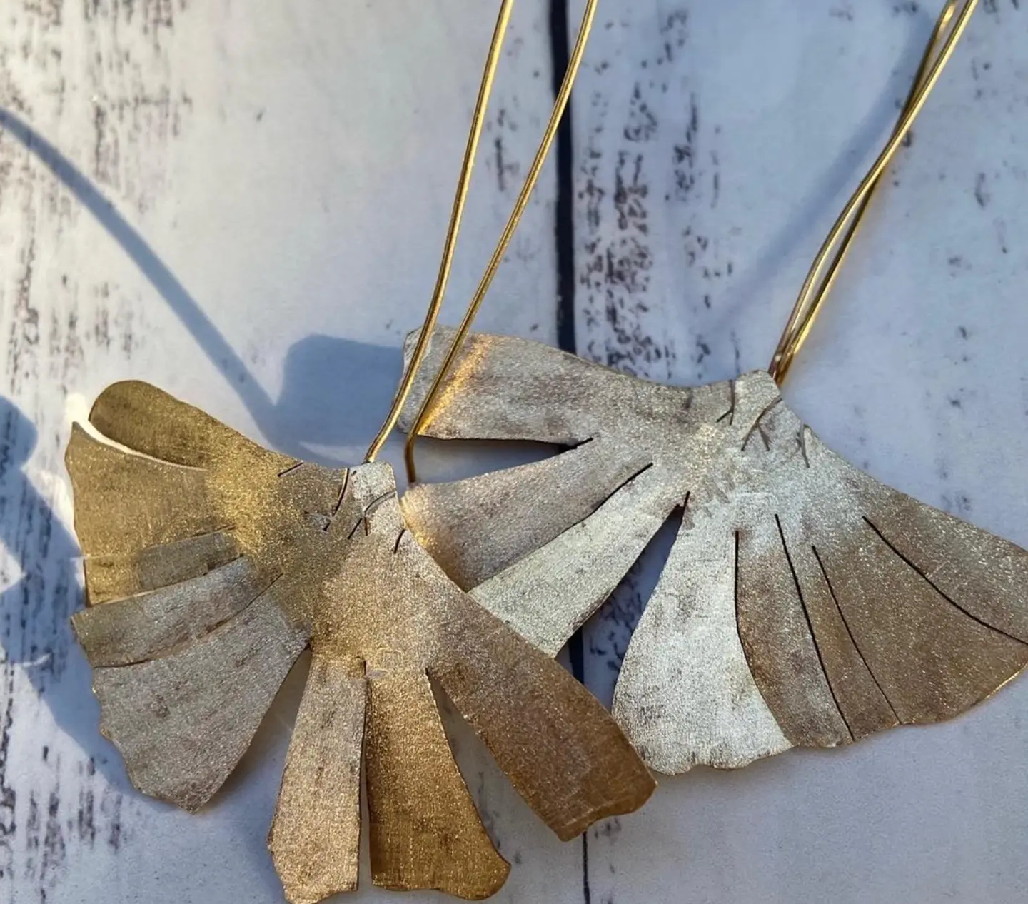 Aros o Pendientes   de hoja Gingko Biloba clásicas  2