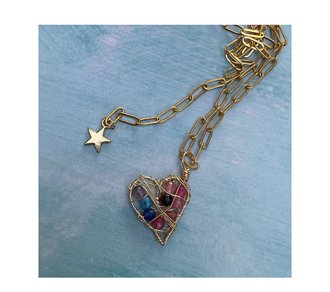 Collar de corazón  de ágatas 