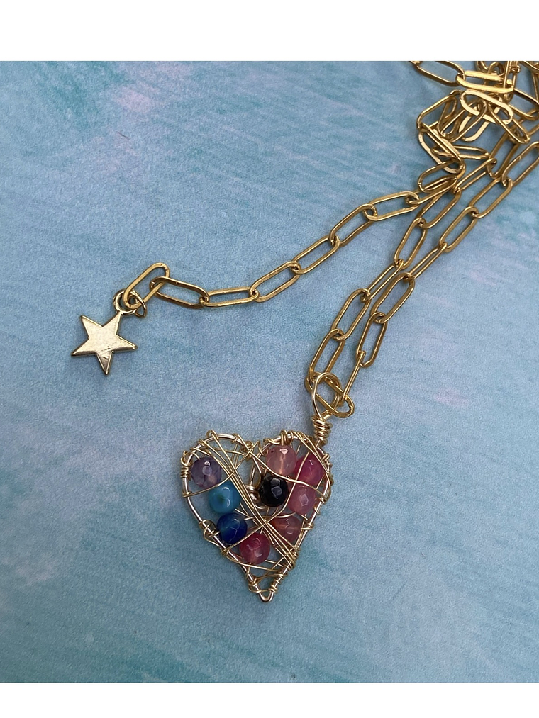 Collar de corazón  de ágatas  1