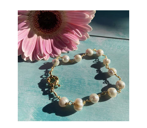 Pulsera de perlas de río 