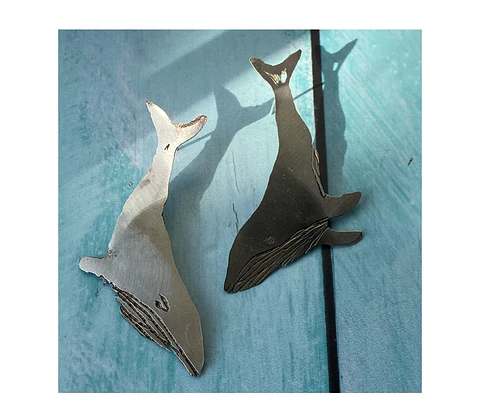 Aros ballenas grabadas al ácido