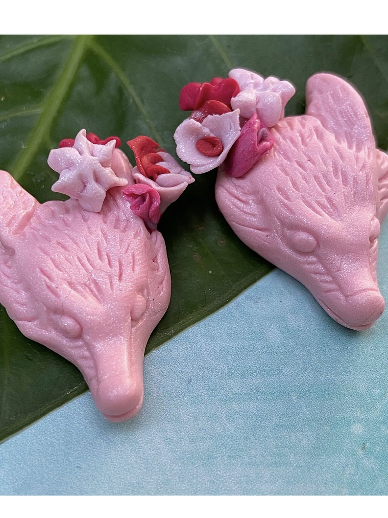 Pendientes loba foxylobi floreada  1