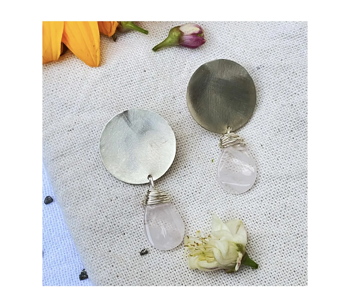Pendientes Circulo herraje y piedras o perlas naturales 2