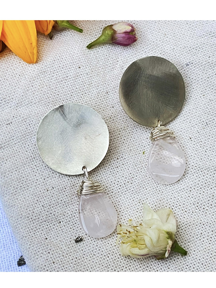 Pendientes Circulo herraje y piedras o perlas naturales 2