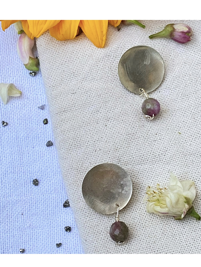 Pendientes Circulo herraje y piedras o perlas naturales 4