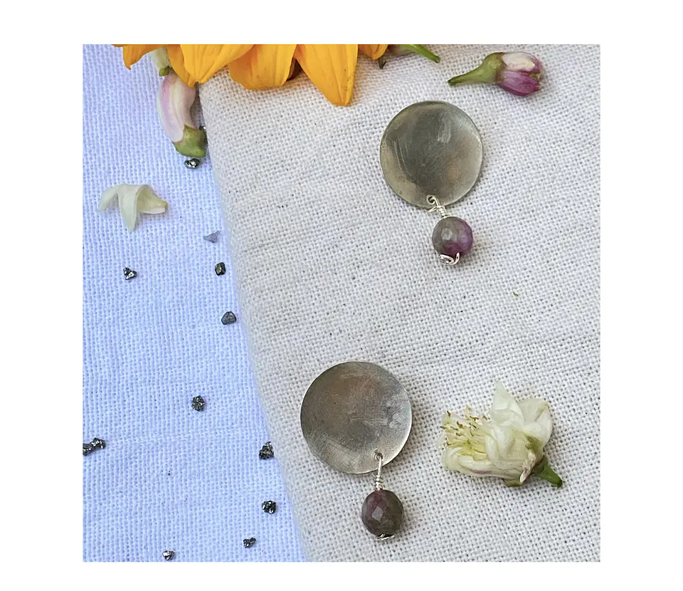 Pendientes Circulo herraje y piedras o perlas naturales 4
