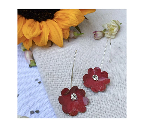 Pendientes Aros mini flor  “mini fleur"  colgantes