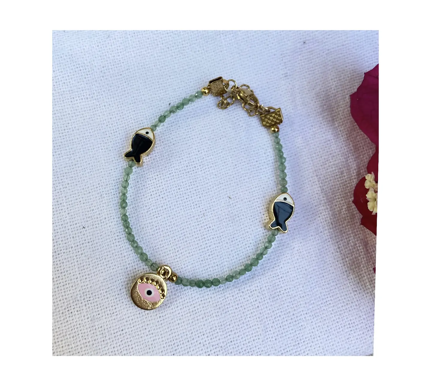 Pulsera con piezas turcas cristales checos y piedras naturales  1