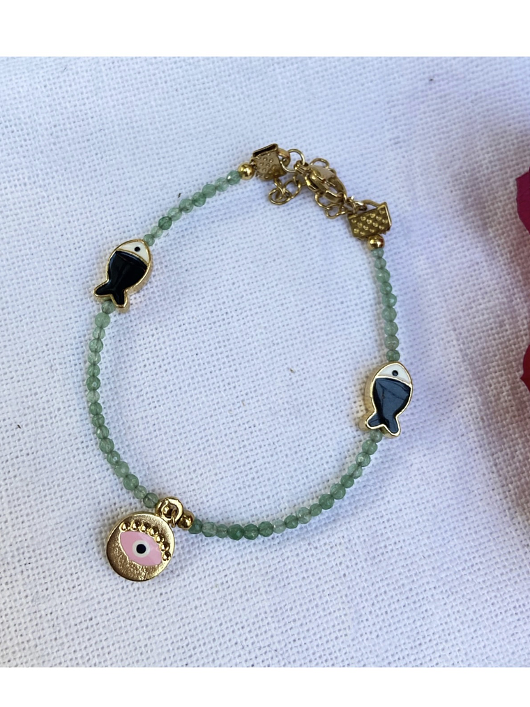 Pulsera con piezas turcas cristales checos y piedras naturales  1