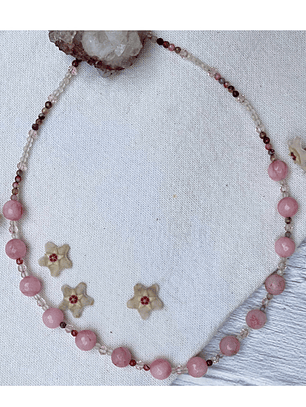 Gargantilla de ágatas rosas