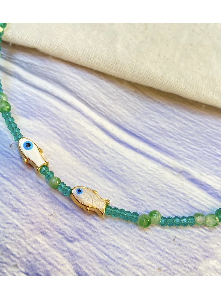 Gargantilla peces turcos en verdes 2