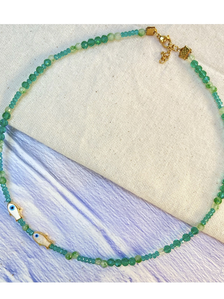 Gargantilla peces turcos en verdes 1