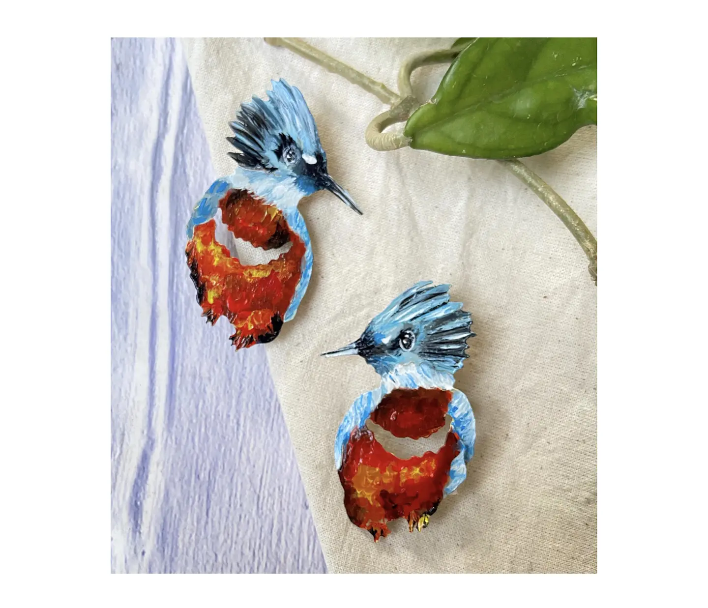 Pendientes o Aros Ave Martín Pescador  1