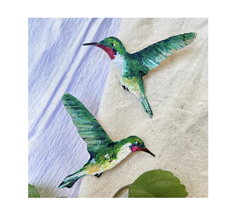 Pendientes o aros de Colibrí Nortino Chileno