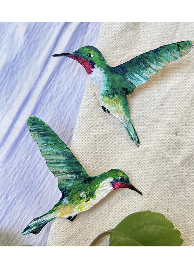 Pendientes o aros de Colibrí Nortino Chileno 1