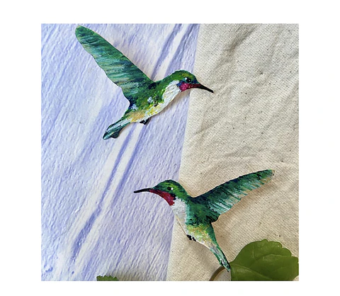 Pendientes o aros de Colibrí Nortino Chileno