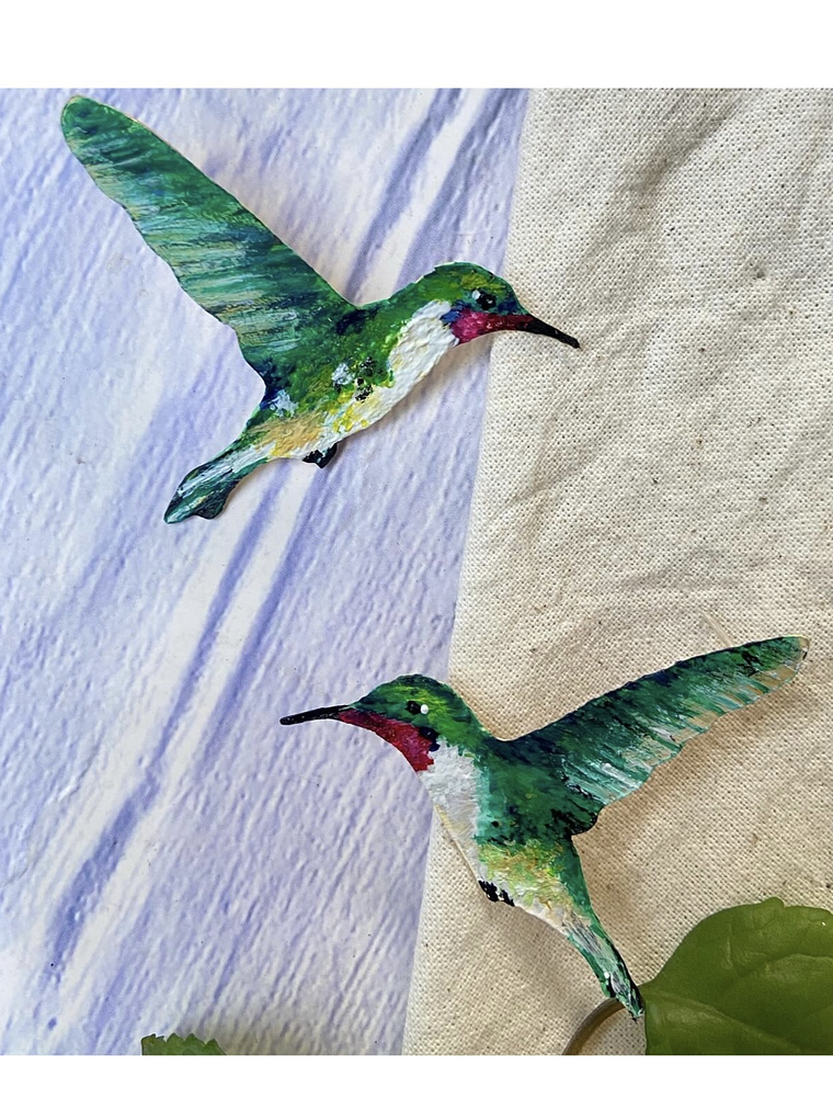 Pendientes o aros de Colibrí Nortino Chileno 2