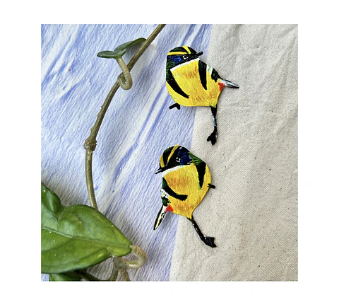 Pendientes o Aros de pájaro Siete colores Chileno