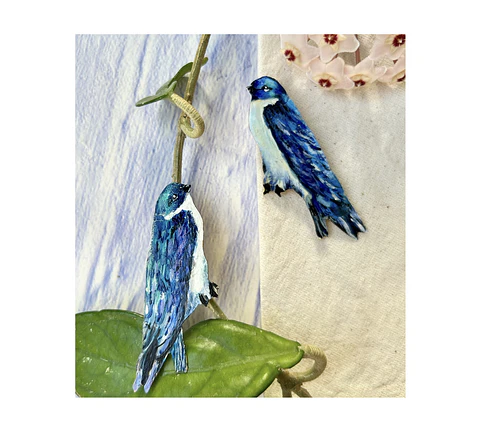 Pendientes o Aros Ilustrados Golondrina Chilena