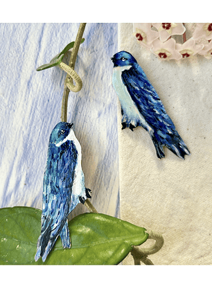 Pendientes o Aros Ilustrados Golondrina Chilena