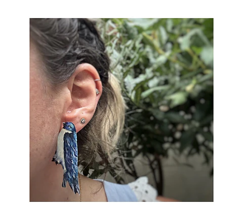 Pendientes o Aros Ilustrados Golondrina Chilena