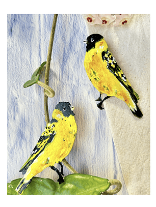 Pendientes o Aros ilustrados de Jilguero Ave Chilena