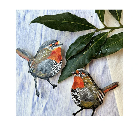 Pendientes o Aros ilustrados de pájaro  “Chucao"