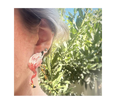 Pendientes o Aros Ilustrados Parinas o flamencos Chilenos