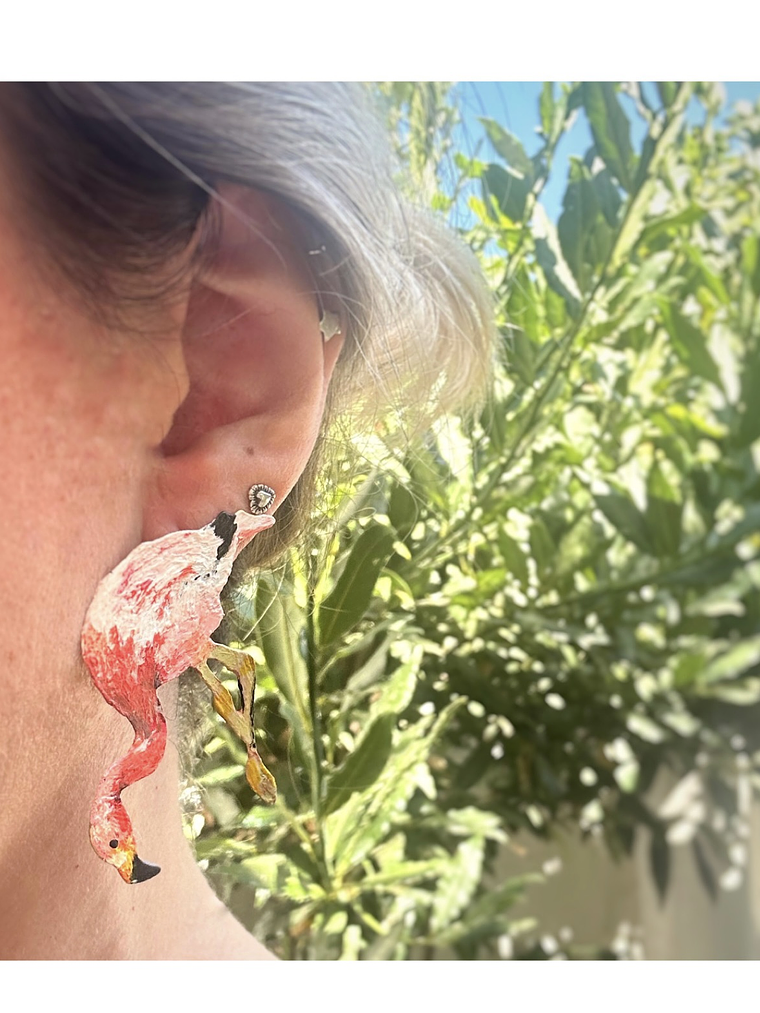 Pendientes o Aros Ilustrados Parinas o flamencos Chilenos 2