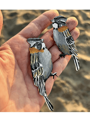 Pendientes o Aros ilustrados ave “Chincol