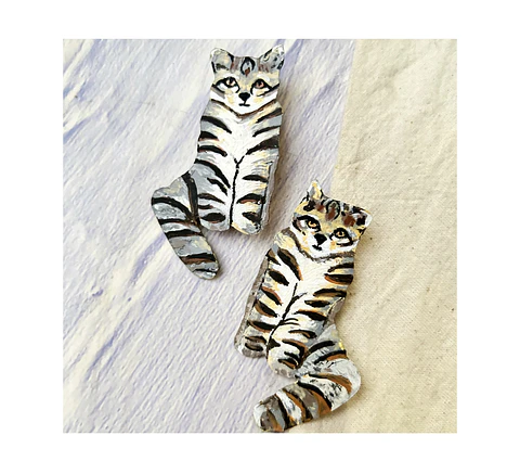 Pendientes o Aros ilustrados de Gato Andino