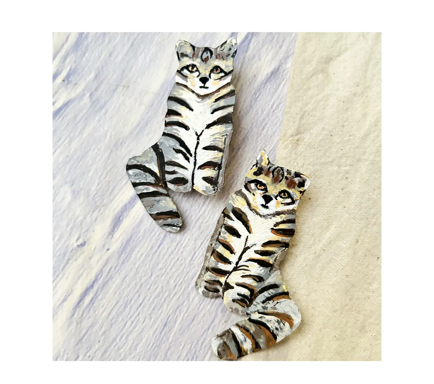 Pendientes o Aros ilustrados de Gato Andino 1