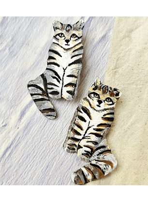 Pendientes o Aros ilustrados de Gato Andino