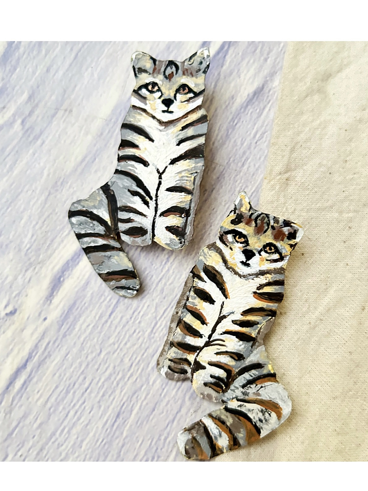 Pendientes o Aros ilustrados de Gato Andino 1