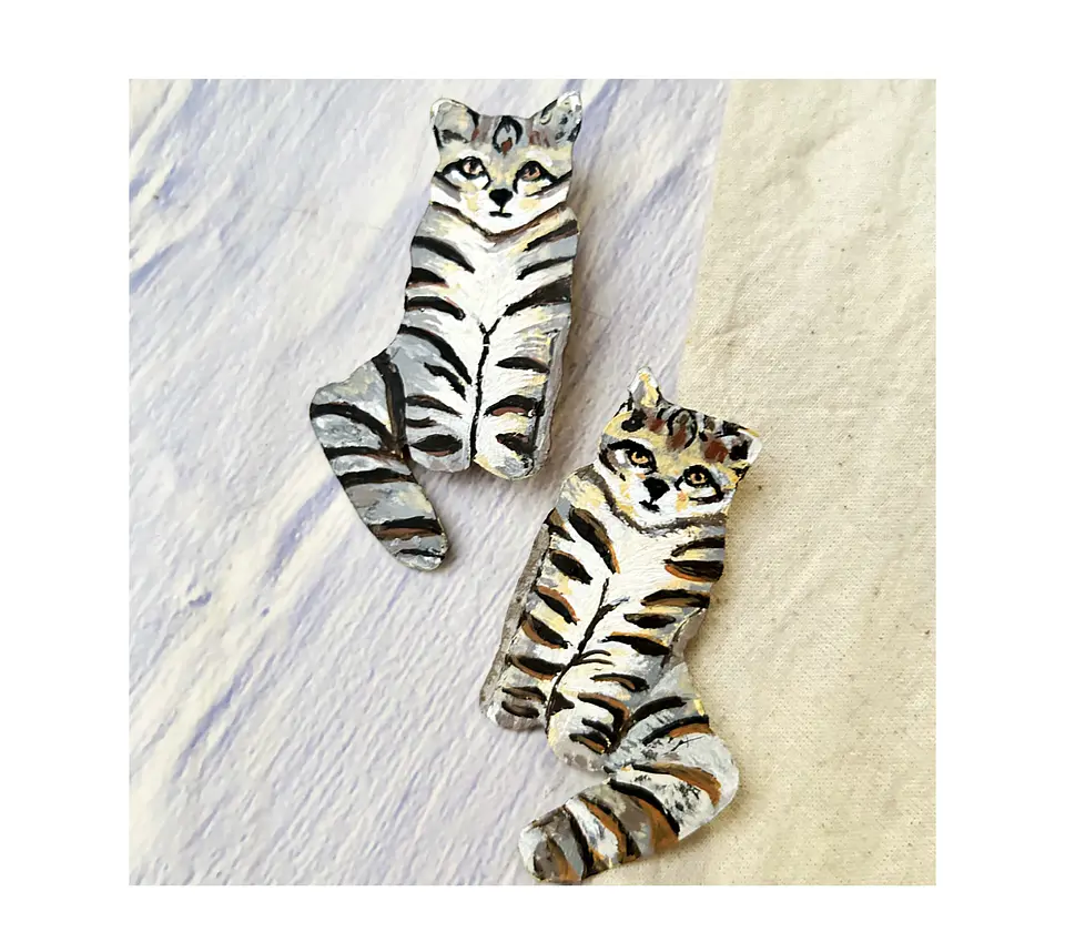 Pendientes o Aros ilustrados de Gato Andino 1