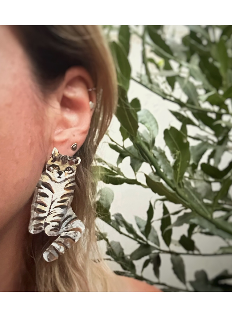 Pendientes o Aros ilustrados de Gato Andino 2